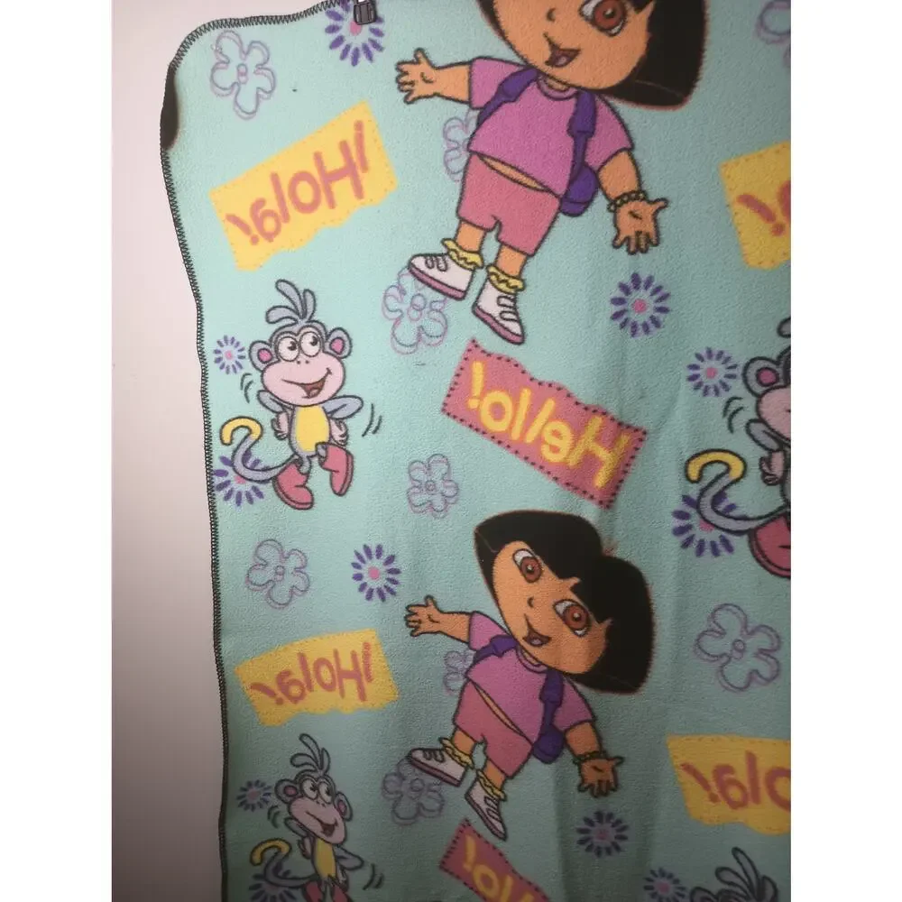 Dora the Explorer Nick Jr‎ Y2k 2002 Fleece Blanket Nostalgia Boots Throw Cozy